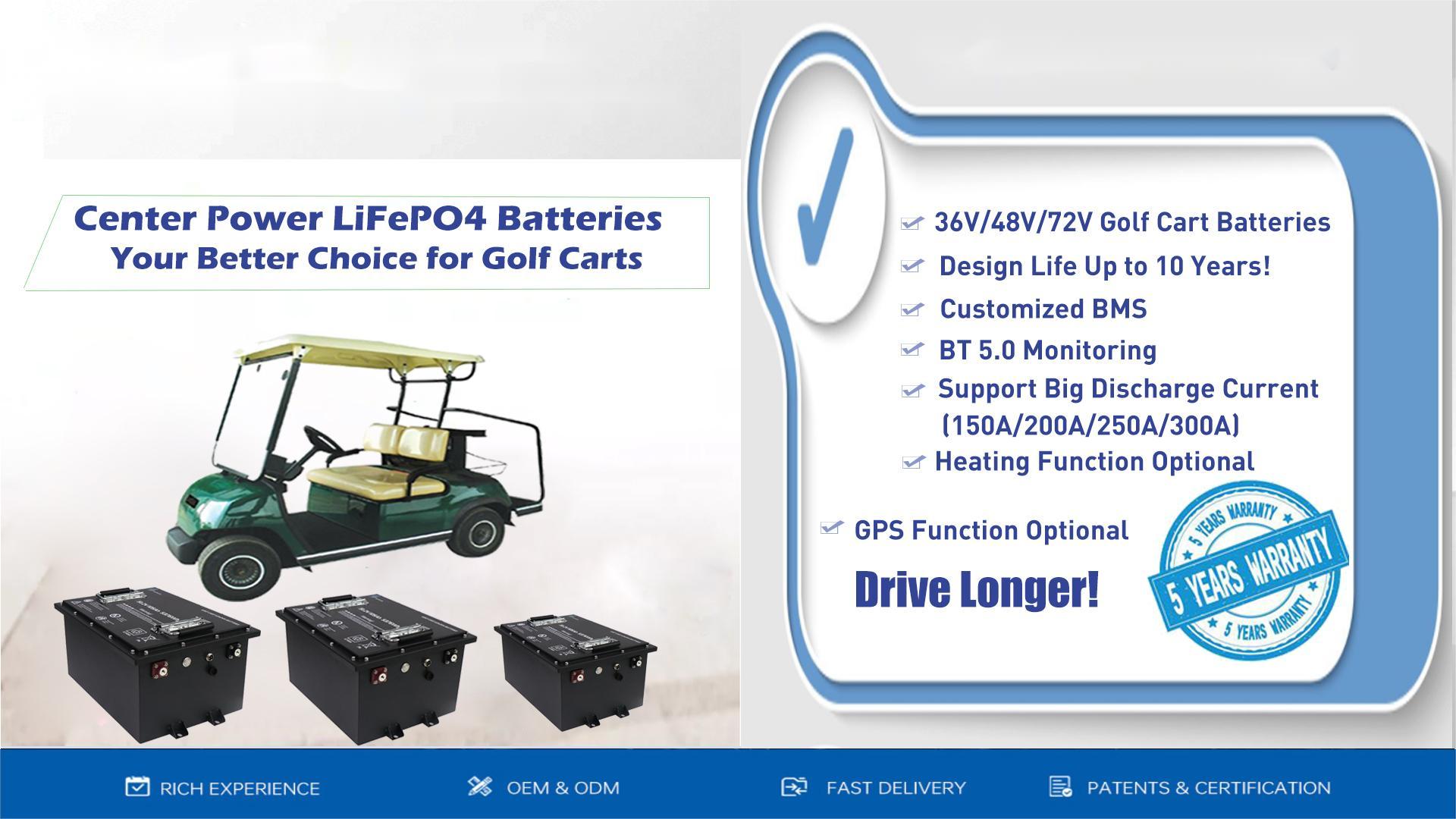  Paquete de almacenamiento de energía de la batería del carrito de golf Lifepo4 15Ah
